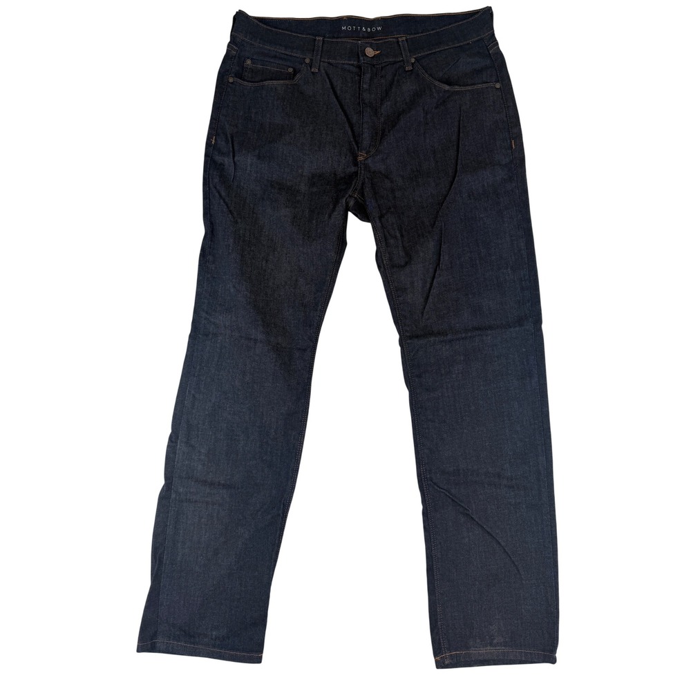 Mott & Bow Slim Jeans Mens 36x30 Dark Indigo Resin Stretch Denim OP-00021403